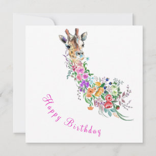 Floral Giraffe Birthday Card