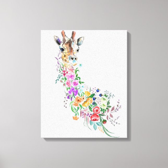 Floral Giraffe Canvas Print (Front)