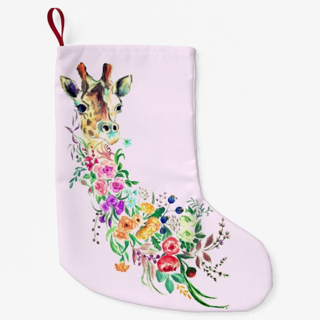 Floral Giraffe Christmas Stocking (Front)