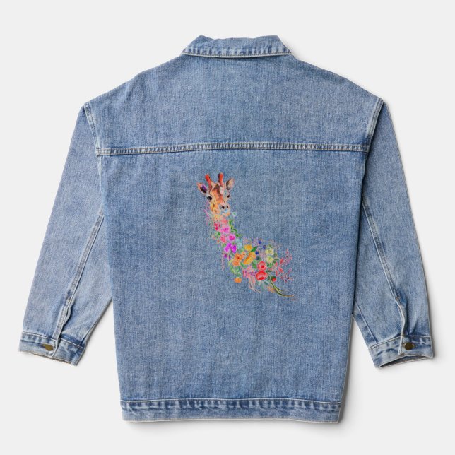 Floral Giraffe Denim Jacket (Back)
