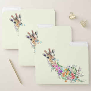 Floral Giraffe File Folders