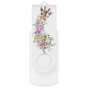 Floral Giraffe Flash Drive