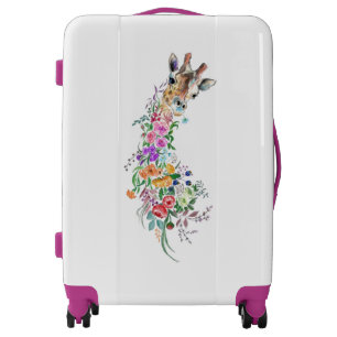 Floral Giraffe Luggage