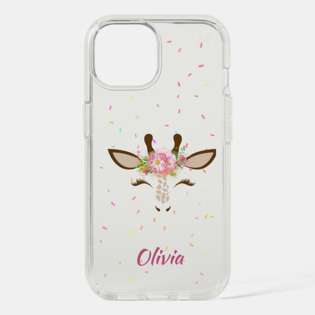 Floral Giraffe on Sprinkles Personalized Speck iPhone Case (Front)