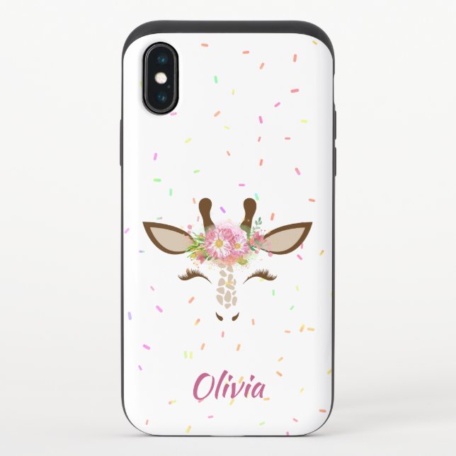 Floral Giraffe on Sprinkles Personalized Uncommon iPhone Case (Back)