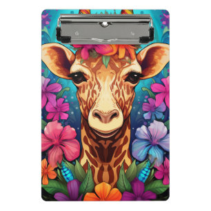 Floral Giraffe Portrait-93132 Mini Clipboard