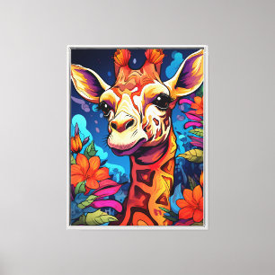 Floral Giraffe Portrait-93192-10 Canvas Print