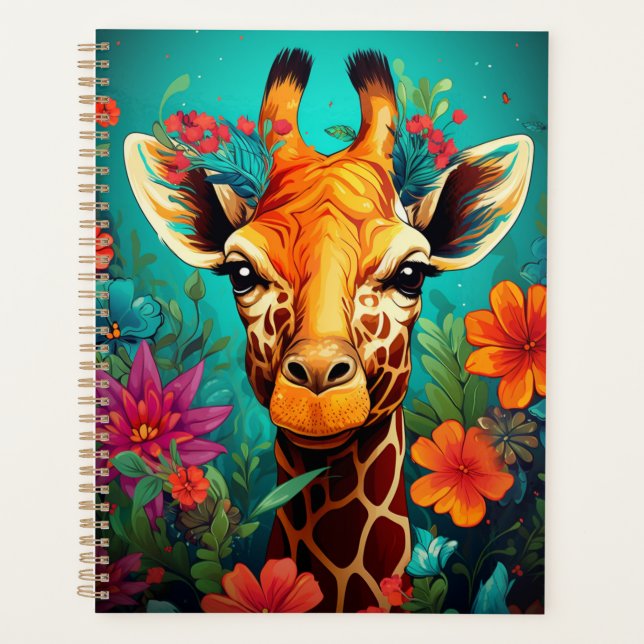 Floral Giraffe Portrait-93192 Planner (Front)
