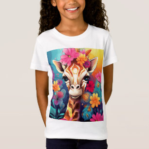 Floral Giraffe Portrait-93192 T-Shirt