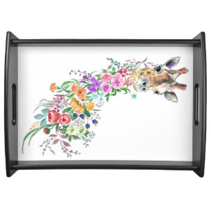 Floral Giraffe Serving Tray