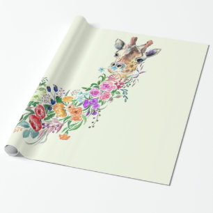 Floral Giraffe Wrapping Paper