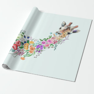 Floral Giraffe Wrapping Paper