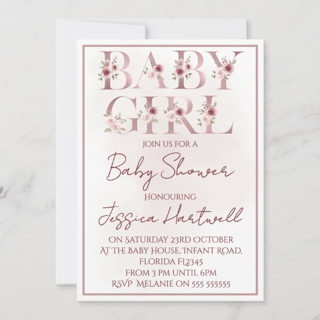 Floral Girl Baby Shower Invitation (Front)