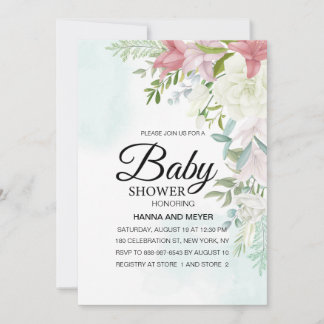  Floral Girl Baby Shower Invitation