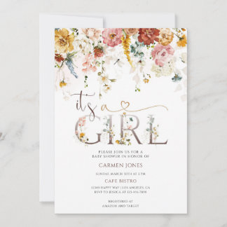 Floral Girl Baby Shower Invitation