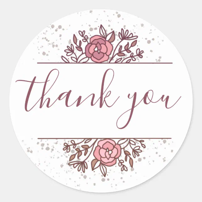 Floral Girl Baby Shower Thank You Classic Round Sticker | Zazzle