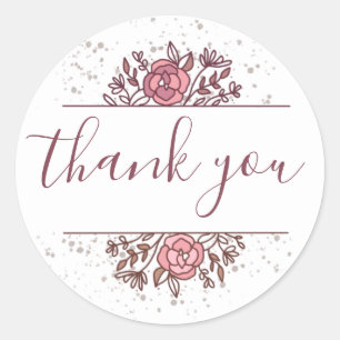 Floral Girl Baby Shower Thank You Classic Round Sticker