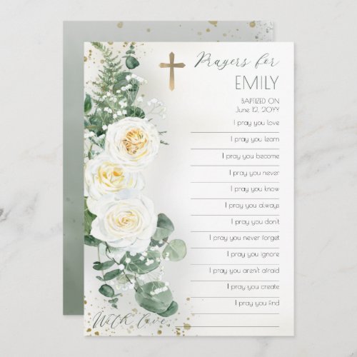 Floral Girl Baptism Fill in the Blank Prayer Card