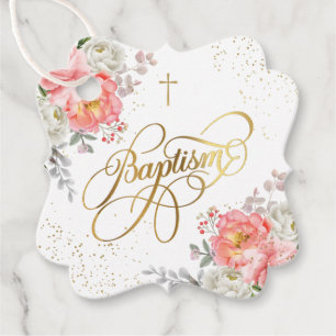 Floral Girl Baptism Thank You Favor Tags