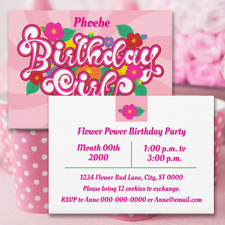Floral Girl Birthday Party Invitation