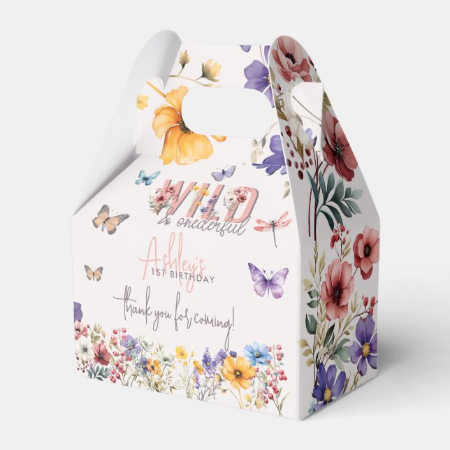 Floral Girl Birthday | Wild & Onederful Favor Boxes (Front Side)