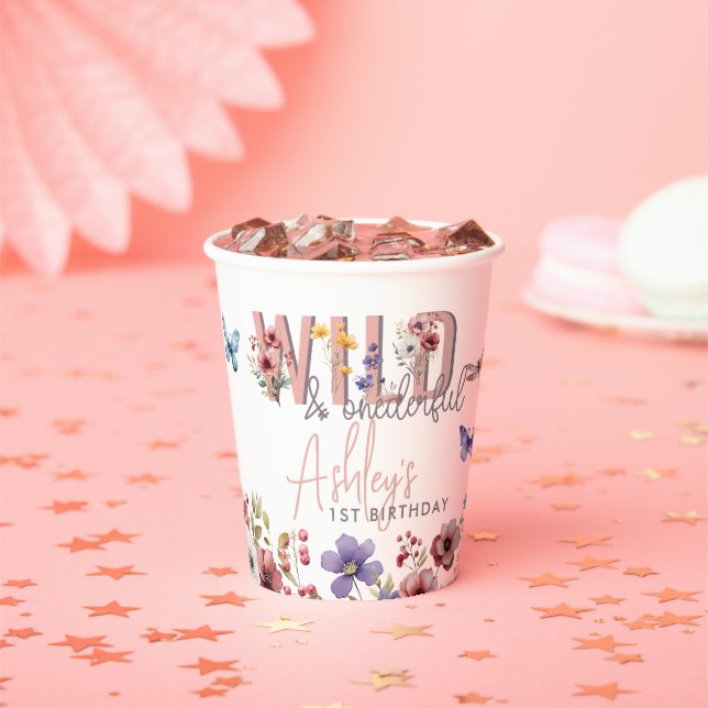 Floral Girl Birthday | Wild & Onederful  Paper Cups (Insitu)