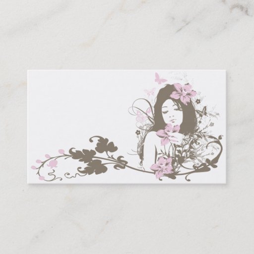 Customizable Floral-Girl Business Card