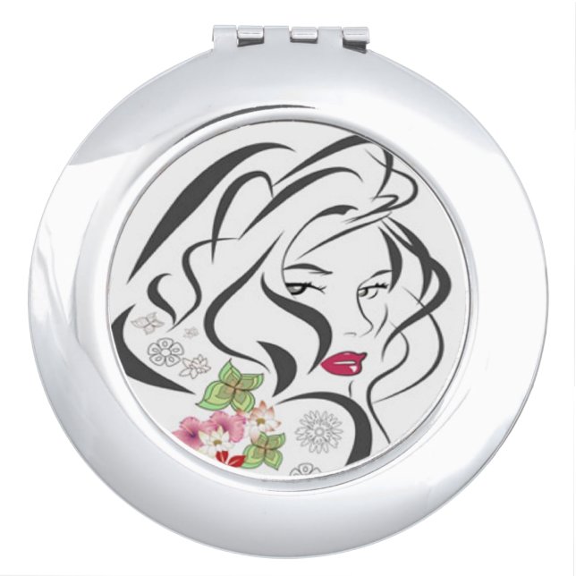 Floral Girl Compact Mirror (Front)