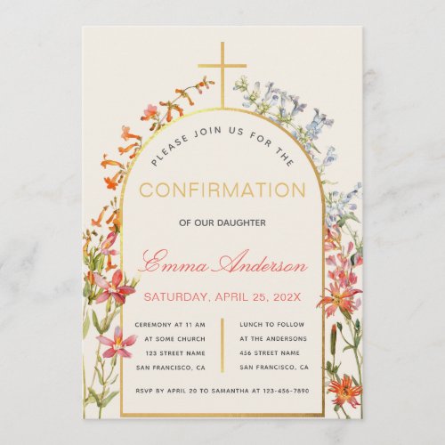 Floral Girl Confirmation Gold Arch and Wildflowers