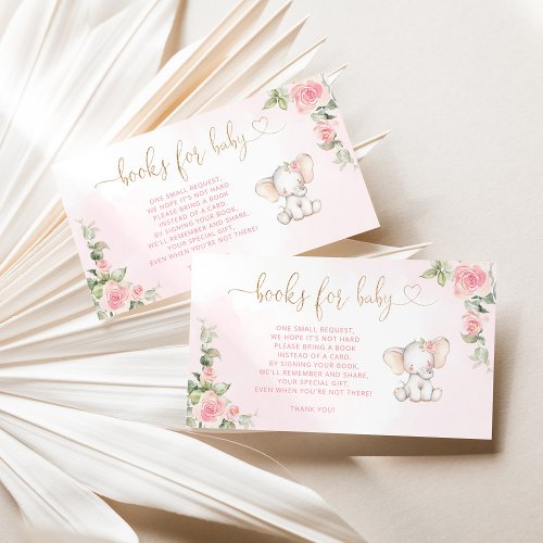 Floral girl elephant books for baby ticket enclosure card