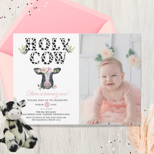 Floral Girl Holy Cow First Birthday photo