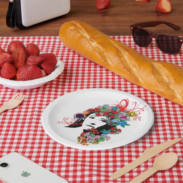 Floral Girl Paper Plates (Creator Uploaded)