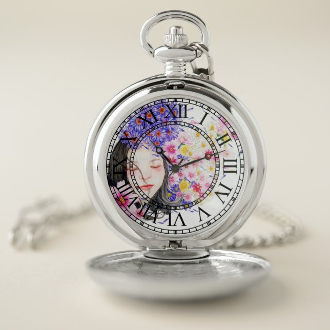 Floral girl pocket watch (Inside)