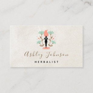 Floral Girl Sand Silhouette Herbalist Social Media Business Card