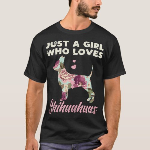 Floral Girl Who Loves Chihuahua Chiwawa Dog Lover  T_Shirt