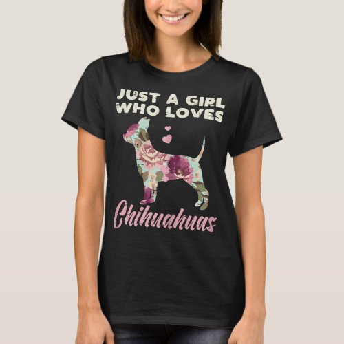 Floral Girl Who Loves Chihuahua Chiwawa Dog Lover  T_Shirt