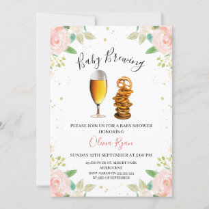 Floral Girls Beer Baby Brewing Baby Shower Invitation