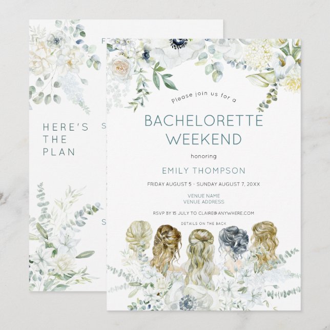Floral Girls Itinerary Bachelorette Party Weekend Invitation (Front/Back)