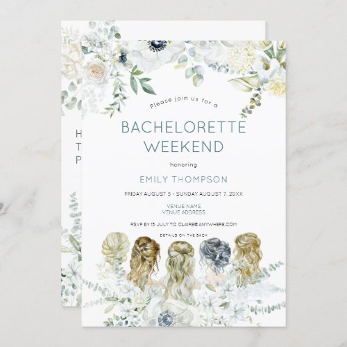 Floral Girls Itinerary Bachelorette Party Weekend Invitation