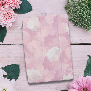 Floral Girly Blush Pink Rose Pattern Monogrammed iPad Mini Cover