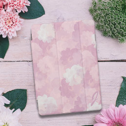 Floral Girly Blush Pink Rose Pattern Monogrammed iPad Pro Cover