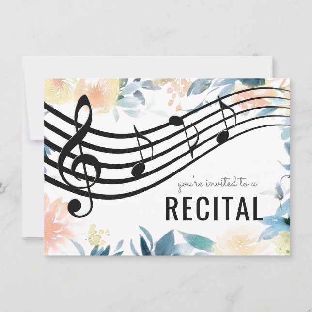 floral girly music recital invitation (Front)
