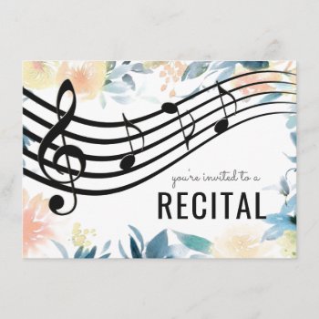 Floral Girly Music Recital Invitation by musickitten at Zazzle