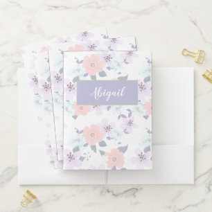 Floral Girly Personalized Name Pocket Folder
