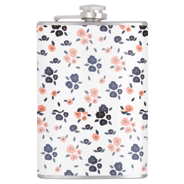 Floral Girly Pretty Country Design For Her Flask (Front)