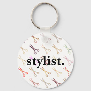 Floral girly scissors colorful hair stylist flower keychain