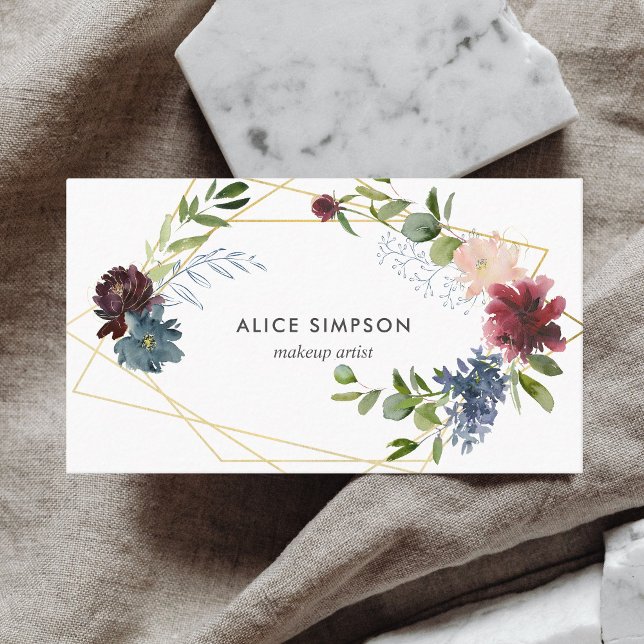 Floral Girly Wildflowers Elegant White Business Card (Creator Uploaded)