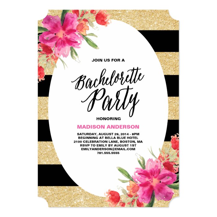 Floral Glam | Bachelorette Party Invitation | Zazzle