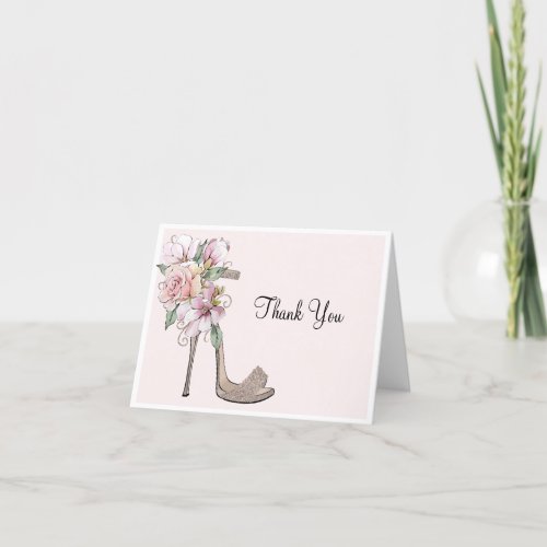 Floral Glam Stiletto Shoe Thank You Card