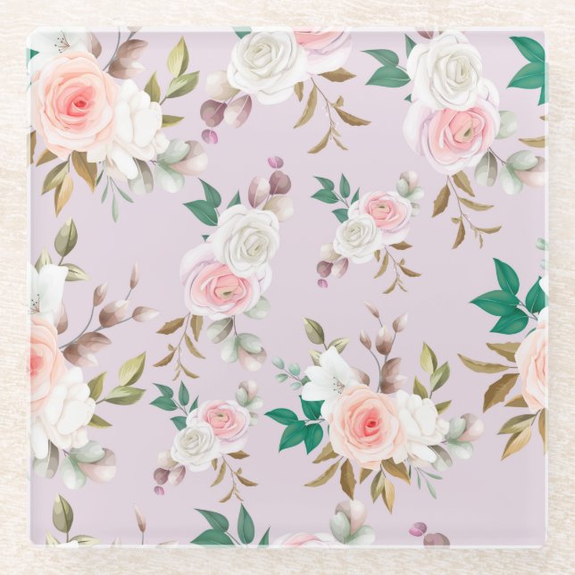 Floral Glass Coaster (Front)